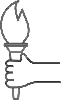 Vector Illustration of Hand Holding Flaming Torch.