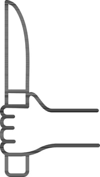 Black Line Illustration of Hand Holding Knife Icon In Flat Style. vector