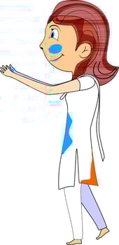 Character of a girl celebrating holi festival. vector