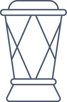 Blue Outline Drum Icon Or Symbol. vector