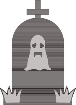 Ghost on Gravestone Icon in Gray and Black Color. vector