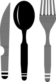 black and white icon of Cutlery set. vector