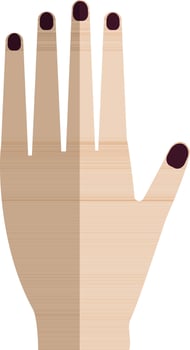 Women hand icon with half shadow style for human body. vector