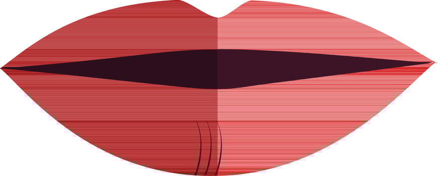 Color with half shadow of  lips icon for human body. vector