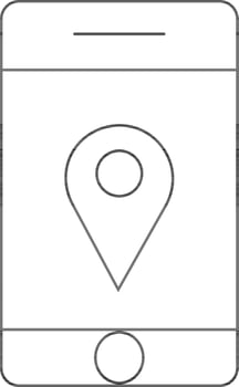Line Art Illustration of Location App in Smartphone Icon. vector