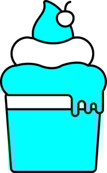 Ice Cream Cup Icon In Cyan And Color. vector