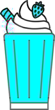 Milkshake Icon In Cyan And White Color. vector