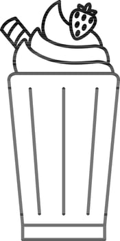 Milkshake Icon In Black Line Art. vector