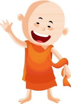 Illustration of a Buddhist Monk character. vector