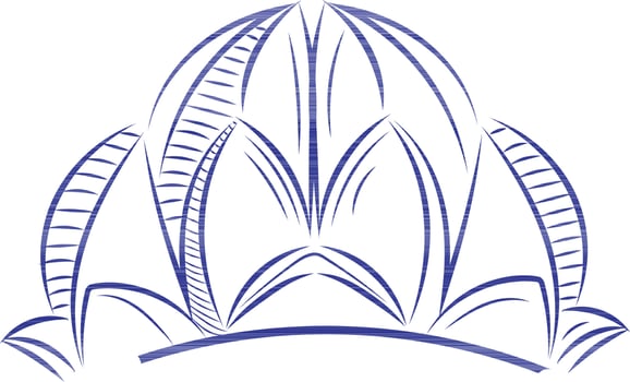 Lotus temple icon in blue color. vector