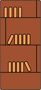 Bookcase icon with color for library concept in isolated. vector