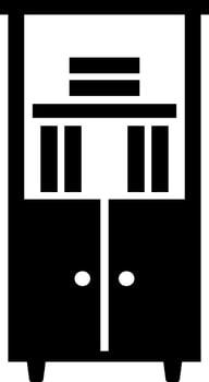 Black and white books in wardrobe. vector