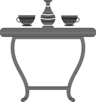 Vase and tea cup on table. vector