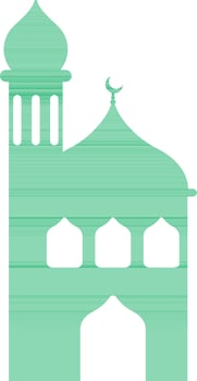 Mosque with minaret on white background. vector