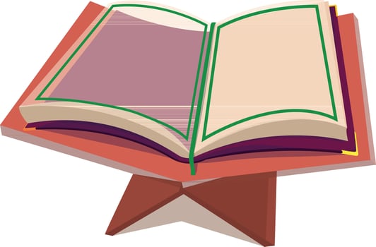 Quran on brown stand and holy book of muslims. vector