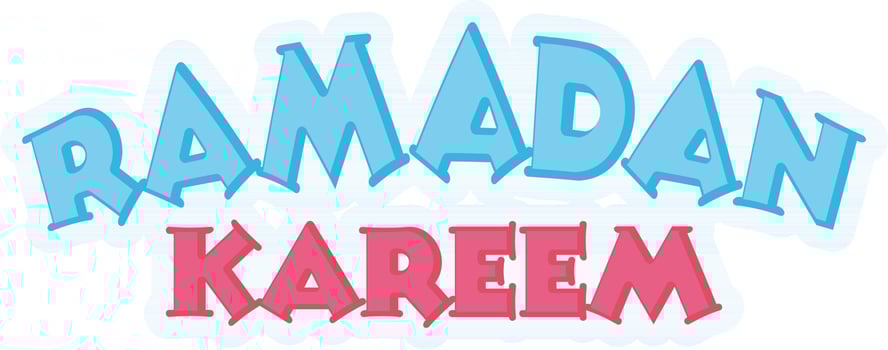 Paper cutting blue and pink text RAMDAN KAREEM. vector