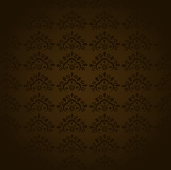 Shiny brown color seamless background with floral design pattern. vector