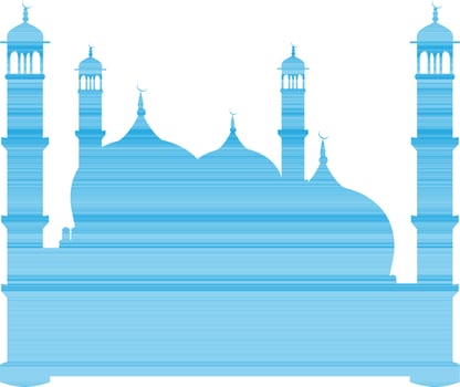 Sky blue color silhouette of mosque in flat style. vector