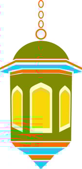 Colorful decorative lamp hanging with chain. vector