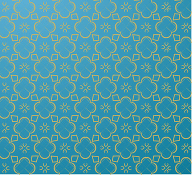 Floral abstract design pattern on blue color background. vector
