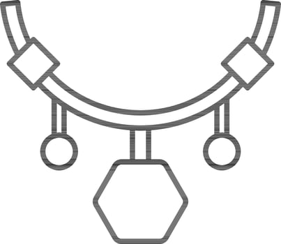 Black Line Art Illustration of Necklace Icon. vector