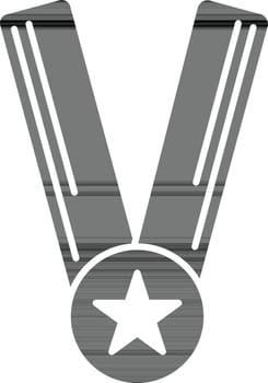 Star decorated medal with ribbon. vector