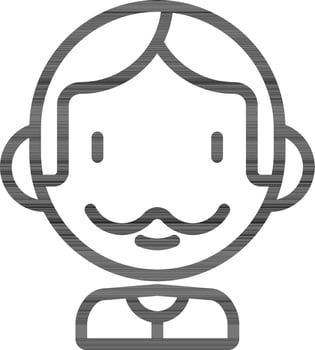 Man Character Icon In Black Thin Line Art. vector
