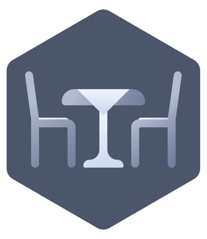 Dining Table Icon On Haxagonal Shape. vector