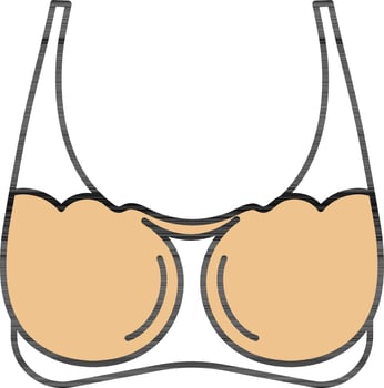 Yellow and White Sports Bra Icon in Flat Style. vector