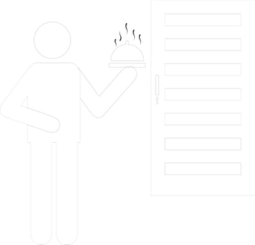 Character of black line art faceless waiter. vector