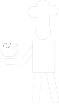 Character of black line art faceless chef. vector
