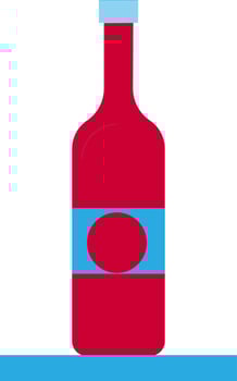Isolated bottle in red and blue color. vector