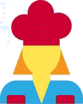 Character of chef wearing red hat. vector