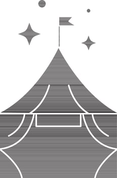Circus Tent Icon In Black And White Color. vector