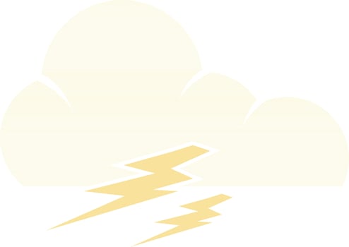 Illustration of cloud and thunder in yellow color. vector