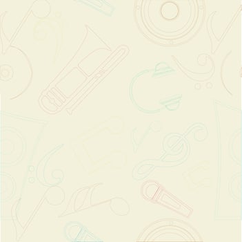 Illustration of colorful music notes with music instruments. vector