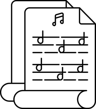 Music Script Icon In Black Outline. vector