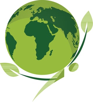 Leaves with earth globe on white backfround. vector