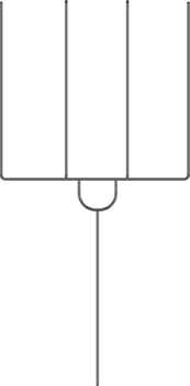 Black line art illustration of a rake icon. vector