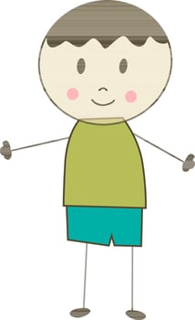 Doodle character of a boy in standing pose. vector