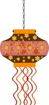 Decorative lamp illustration hanging with chain. vector
