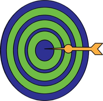 Color with stroke of dartboard icon with arrow. vector