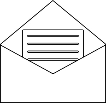 Envelope icon with letter in stroke for office concept. vector