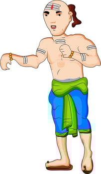 Cartoon character of indian monk. vector