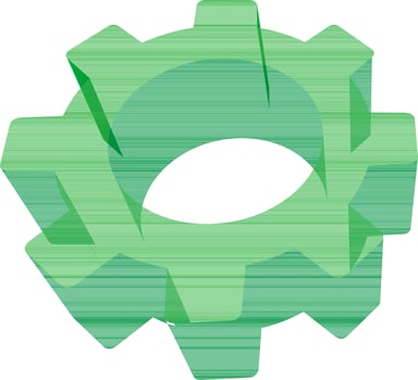 3D green cogwheel or gear. vector