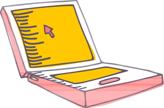 Hand drawn illustration of laptop. vector