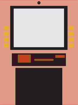 Using POS terminal in flat style. vector