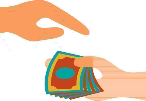 Hand holding money icon. vector