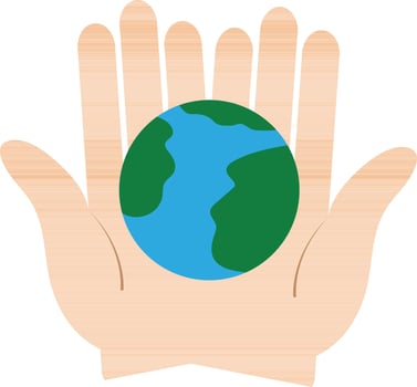 Icon of color earth in hand. vector