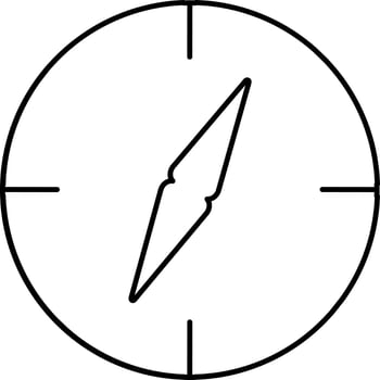 Line art, icon of compass in flat style. vector